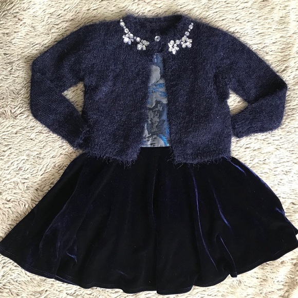 Other - HP❤️Velvet & Brocade Dress w/ Jeweled Sweater•NWOT